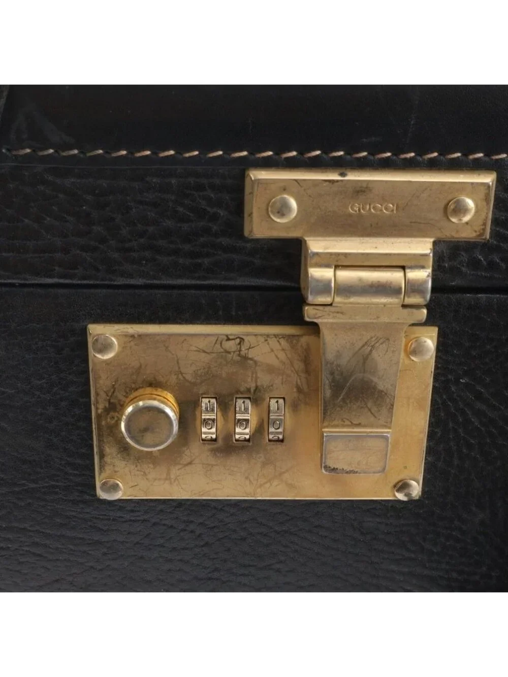 Gucci Vintage Leather Trunk Hardcase Bag Suitcase Black